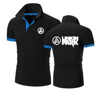 MODRYER Poloshirt Für Herren Von Linkin Park Kurzärmelig Für Sport Lässig Stylisch Golf-Polos Sportliche Hemden Mit Kragen Feuchtigkeitsableitende Sommer-T-Shirts,Black-XXL