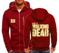 MODRYER Sweatshirts Für Herren Von The Walking Dead Mit Reißverschluss Kapuzenpullover Langärmelig Sportjacke Lässige Hoodies Für Herren Und Damen,Red-4XL