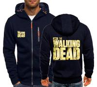 MODRYER Sweatshirts Für Herren Von The Walking Dead Mit Reißverschluss Kapuzenpullover Langärmelig Sportjacke Lässige Hoodies Für Herren Und Damen,Navy Blue-XL