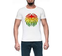 Mögen EIN Löwe, Reggae, Rastafari, Afrika, Jah, Jamaika, Herren Weiß T-Shirt Kurzarm Men's White T-Shirt 4XL
