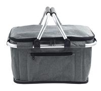 Mömax Einkaufskorb Alisa in Grau , in Grau , Metall, Kunststoff, Textil , 15 L , 27.5x24x42 cm , eloxiert,Dekorfolie,matt,Webstoff , faltbar, Griffe, Deckel, lebensmittelecht , 0042010029