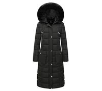 MOERDENG Damen Wasserabweisender langer Wintermantel verdickte Daunen Alternative Jacke warme Puffer Jacke Parka, Schwarz, Large