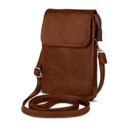 moex Classic Sling Handytasche zum Umhängen Leder Damen, Handy Umhängetasche mit Geldbörse und Handyfach, kleine Handtasche Crossbody Tasche mit Schultergurt und Magnetverschluss, Braun