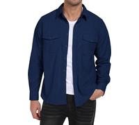 MoFiz Cordhemd Herren Langarm Freizeithemd Knop Hemdjacke Casual Arbeitshemd Button Up Winterhemd mit Klappentaschen