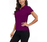 MoFiz Damen Poloshirt Kurzarm Baumwolle Polohemd Sport Polo Sommershirts Atmungsaktiv Violett M