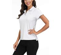MoFiz Damen Poloshirt Kurzarm Baumwolle Polohemd Sport Polo Sommershirts Atmungsaktiv Weiß XXL