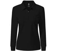 MoFiz Damen Poloshirt Langarm Baumwolle Polohemd Sport Polo Wintershirts mit Reißverschluss Kragen Schwarz XS