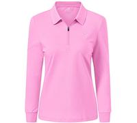 MoFiz Damen Poloshirt Langarm Baumwolle Polohemd Sport Polo Wintershirts mit Reißverschluss Kragen Rosa XL