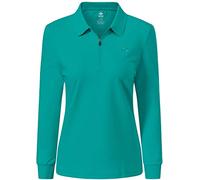 MoFiz Damen Poloshirt Langarm Baumwolle Polohemd Sport Polo Wintershirts mit Reißverschluss Kragen Grün M