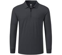 MoFiz Poloshirt Herren Langarm Polohemd Baumwolle Shirt Einfarbig Polo Golf Wintershirts mit Reißverschluss Dunkelgrau 3XL