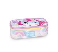 MOFU MOFU Federmäppchen für die Schule, offizielles Mofu Mofu, ovales Federmäppchen für Mädchen, ideal zur Aufbewahrung von Schreibwaren, mit Trennwand und elastischen Schlaufen, praktischem