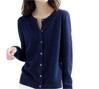 MOGSA Cardigan-Pullover Damen Strickjacken Pullover Rundhalsausschnitt Frühling Herbst Strickjacke Kaschmir einreihig Damen Pullover - Marineblau, XXL (67-75) kg