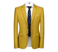 MOGU Herren Slim Fit Sport Mantel Blazer Casual Formal Suit Jacke für Party Business Hochzeit Abschlussball und Homecoming, Senf, 50