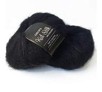 Mohair und Seide Garn Drops Kid-Seide, 0 oder Spitze, 2-lagig, 25,5 g 230 Meter pro Knäuel (02 Schwarz)
