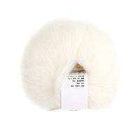Mohair Wolle Zum Stricken Lana Grossa Buntes Garn Handwaschbar Strickgarn Häkelgarn Hand Knitting Yarns zum Stricken, Häkeln und Verzieren, 30% Mohair, 20% Wolle, 50% Fasern(01 weiß)