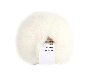 Mohair Wolle Zum Stricken Lana Grossa Buntes Garn Handwaschbar Strickgarn Häkelgarn Hand Knitting Yarns zum Stricken, Häkeln und Verzieren, 30% Mohair, 20% Wolle, 50% Fasern(01 weiß)