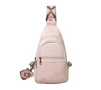MOHUIED Leder Brust Umhängetasche Sling-Rucksack im Retro-Stil, Umhängetasche aus Ölwachsleder, Brusttasche mit breitem Gitarrengurt(Beige)