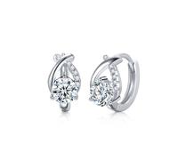 Moissanit-Creolen-Ohrringe, kleine zarte Moissanit-Diamant-Ohrringe, 925er Sterlingsilber, 18 Karat Weißgold vergoldet, hypoallergen, Box, Sterling Silber, Moissanit