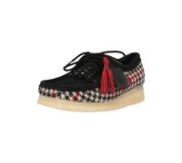 Mokassin CLARKS "Wallabee", Damen, Gr. 40, bunt (schwarz, rot), Kunstfaser, Schuhe Mokassin, aus hochwertigem Harris Tweed (58035653-40) schwarz, rot