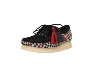 Mokassin CLARKS "Wallabee", Damen, Gr. 40, schwarz, rot, Kunstfaser, Schuhe Mokassin, aus hochwertigem Harris Tweed (58035653-40) schwarz, rot