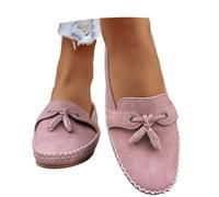 mokassin damen braun leder, Mokassins Damen Slipper Leder Sommer Bootsschuhe Klassische Leicht Freizeitschuhe Flache Ballerinas Schlupfschuhe Lässig Halbschuhe Flexibel Elegant Wanderschuhe, Rosa, 40