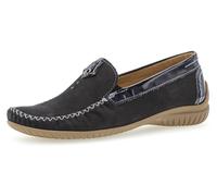 Mokassin GABOR "FLORENZ", Damen, Gr. 39, blau (nachtblau), Lackleder, Nubukleder, Schuhe Mokassin, Slipper, Schlupfschuh mit Gummizug, Weite G (=weit) (49515550-39)