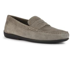 Mokassin GEOX "U ASCANIO C", Herren, Gr. 46, grau, Veloursleder, unifarben, Schuhe Mokassin, Loafer, Pennyloafer, Slipper zum bequemen Schlupfen (53112959-46) grau
