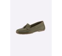 Mokassin HEINE, Damen, Gr. 42, grün (khaki), Leder, Nubukleder, Rindsleder, Schuhe Mokassin (63266623-42) khaki