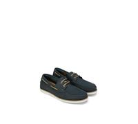 Mokassin MARC O'POLO "Nadal", Herren, Gr. 45, blau (dunkelblau), Nubukleder, kontrastfarbene Details, Schuhe Mokassin, Slipper, Sommerschuh, Flat mit Memory Foam (55643954-45) dunkelblau