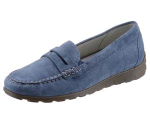 Mokassin WALDLÄUFER "H-LUCY", Damen, Gr. 3,5 (36), blau (jeansblau), Veloursleder, Schuhe Mokassin, Slipper, Freizeitschuh, Halbschuh mit typischer Rahmennaht, H-Weite, Topseller (47088425-3,5)