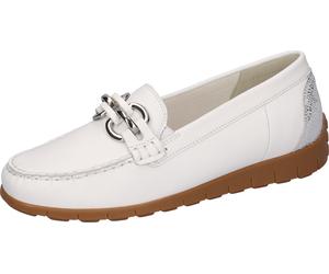 Mokassin WALDLÄUFER "H-LUCY", Damen, Gr. 6,5, weiß, Glattleder, Schuhe Mokassin, Slipper, Komfortschuh, Freizeitschuh in Komfortweite H = sehr weit (72452240-6,5)