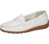 Mokassin WALDLÄUFER "H-LUCY", Damen, Gr. 6,5, weiß, Nappaleder, unifarben, Schuhe Mokassin, Halbschuh, Slipper, Schlupfschuh, mit Zierriegel, Komfortweite H (61591706-6,5) weiß