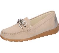 Mokassin WALDLÄUFER "H-LUCY", Damen, Gr. 7 (40,5), beige, Glattleder, Nubukleder, Schuhe Mokassin, Slipper, Komfortschuh, Freizeitschuh in Komfortweite H = sehr weit (74621849-7) beige