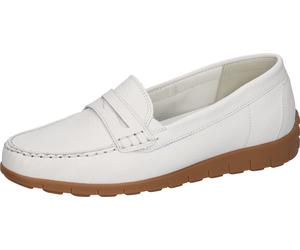Mokassin WALDLÄUFER "H-LUCY", Damen, Gr. 8 (42), weiß, Nappaleder, unifarben, Schuhe Mokassin, Halbschuh, Slipper, Schlupfschuh, mit Zierriegel, Komfortweite H (61591706-8) weiß