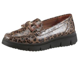 Mokassin WALDLÄUFER "H-PINA", Damen, Gr. 6,5, beige (taupe, leo), Lackleder, glänzend, Schuhe Mokassin, Slipper, Schlupfschuh, Loafer, in Komfortweite H (= sehr weit) (13460813-6,5) taupe, leo