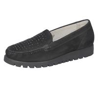 Mokassin WALDLÄUFER "Hegli", Damen, Gr. 4,5 (37,5), schwarz, Nubukleder, Schuhe Mokassin, Slipper, Loafer, Bequemschuh mit Glitzersteine, Komfortweite H (64602539-4,5) schwarz