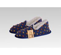 Mokassin Wolle Noppen blau 42/43