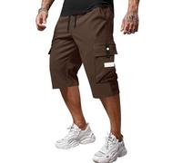 MOKBAY Cargo Bermuda Herren, Latzhose Seitentaschen Freizeithose Bermudashorts Cotton Long Lange Dreiviertel Activewear Mann -Shorts Cargo Herren Baumwolle, Short Leichte Arbeitshosen Kurz, XXL