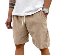 MOKBAY Cord Shorts Herren Bermuda Chino Men Baumwolle Cord Stretch Sommer Kordelzug Cordhose Kurz Stoff Baggy Leichte Mit Taschen Jorts