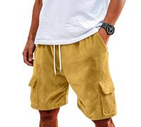 MOKBAY Cord Shorts Men's Kordelzug Cargohose mit Taschen Cargo Kurze Hosen Herren Elegant Baumwolle Sporthose Sweatshorts Stretch Chino Elegant Kuze Retro Ohne Ärmel Bermuda Shorts Herren Stretch XL
