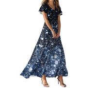 MOKBAY Damen Sommerkleid Elegant Hängerkleid Kleid Blumen Blumenmuster Elegante Sommerkleid Lang Grünes Langes Tankkleider Lange Kleider Damen Elegant XXL