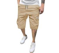MOKBAY Herren Bermuda, Arbeitshosen Kurz Männer, Baumwoll Arbeit Herrenshorts Stoff Stretch Long Jorts Knielange Wanderhose Elegant Summer Arbeits Tarnhose Mens Cargo Hose Herren Kurz, XL