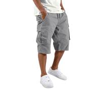 MOKBAY Herren Shorts Cargo, Herrenhosen -Cargohosen Cotton Stretch Sommer Baggy Long Reissverschluss Latzhose Knielange, Work Herren-Shorts Freizeithose Arbeit Arbeitshosen Kurze Arbeitshosen, S