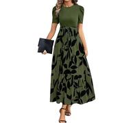 MOKBAY Kleid Festlich Geripptes Damenkleid Kleider Lang Elegant Boho Kleid Weiß Schick Sommerkleider Rotes Leinenkleid Damen Sommer Lang Damen Kleider Sommer XXL