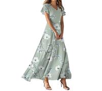 MOKBAY Kleid Sommer Damen Schwarzes Maxi Weiß Frühlingskleider Schöne Blümchenkleid Gemustert Lang Damen Sommer Blumen Kleid Kleider Lang Elegant L