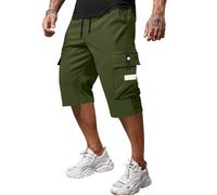 MOKBAY Shorts Herren Cargo, Leichte Kniebundhose Sommerkleidung Wander Jorts Sommerhosen Lange Tarnhose Cord Short Elegant Bermuda, Chino Piratenhose Drive Arbeitshose Kurz Herren Stretch, L