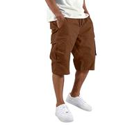 MOKBAY Sommerhose Herren Kurz, Herrenshorts Sport Wandershorts Sporthose Dreiviertel Chino Cord Outdoor Arbeits Stoff Tarnhose Latzhose Sommer Arbeitshose, Leichte Baumwoll Herren Cargo Shorts, 4XL