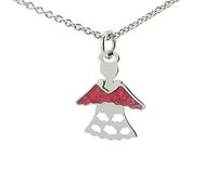 Mokilu' Engel-Halskette - aus Messing und Stahl - Handgefertigt in der Toskana, Made in Italy - Engel und Wolke mit rosa-weißem Perlmutt, Double Face