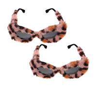 MOKKHNB 2 Stück Trendige Plüsch Sonnenbrille im Katzenaugen Stil für Damen mit UV Schutz und Bequemem Sitz für Alltag und Outdoor Aktivitäten