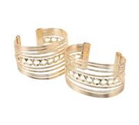 MOKKHNB 2 Stück Verstellbare Offene Manschette Goldarmbänder Damen Filigrane Geschichtete Armreife mit Hohlem Design Modische Schmuckstücke für Elegante Outfits